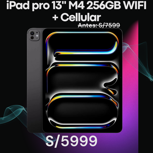 Apple iPad Pro 13"(7ma Gen) M4 256GB WIFI + Cellular - Negro Espacial